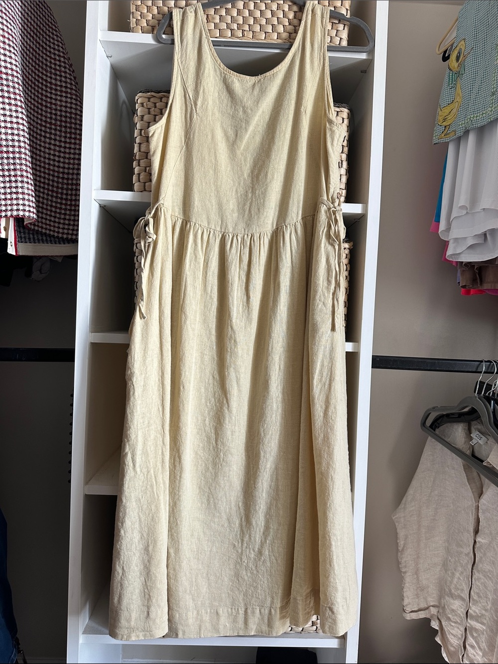 Free People Cream Sleeveless Midi Dress with Side Ties